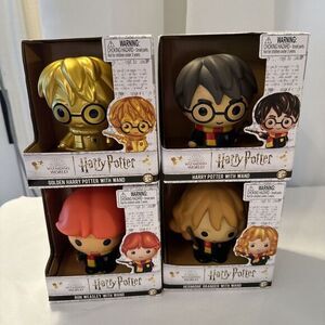 Wizarding World Golden Harry Potter With‎ Wand 4" Collectible Figures Full Set!!